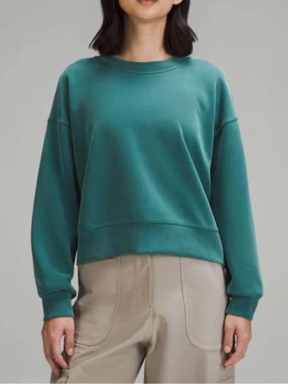 🐬Lululemon Softstreme Perfectly Oversized Cropped Crew in Storm Teal Sweatshirt